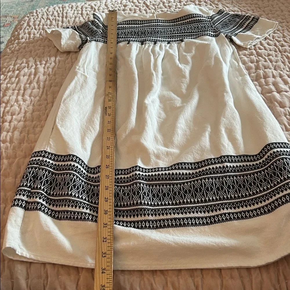 Madewell Cabana Jacquard Shift Dress F0100 XS $158 Ivory Black